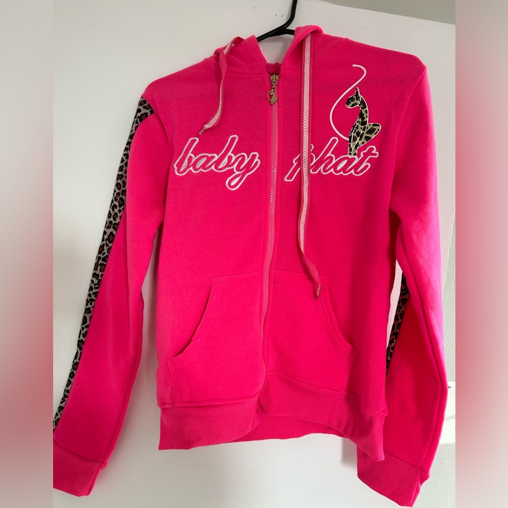 COPY - Baby Phat Hot Pink Sweater with Cheetah Print Details